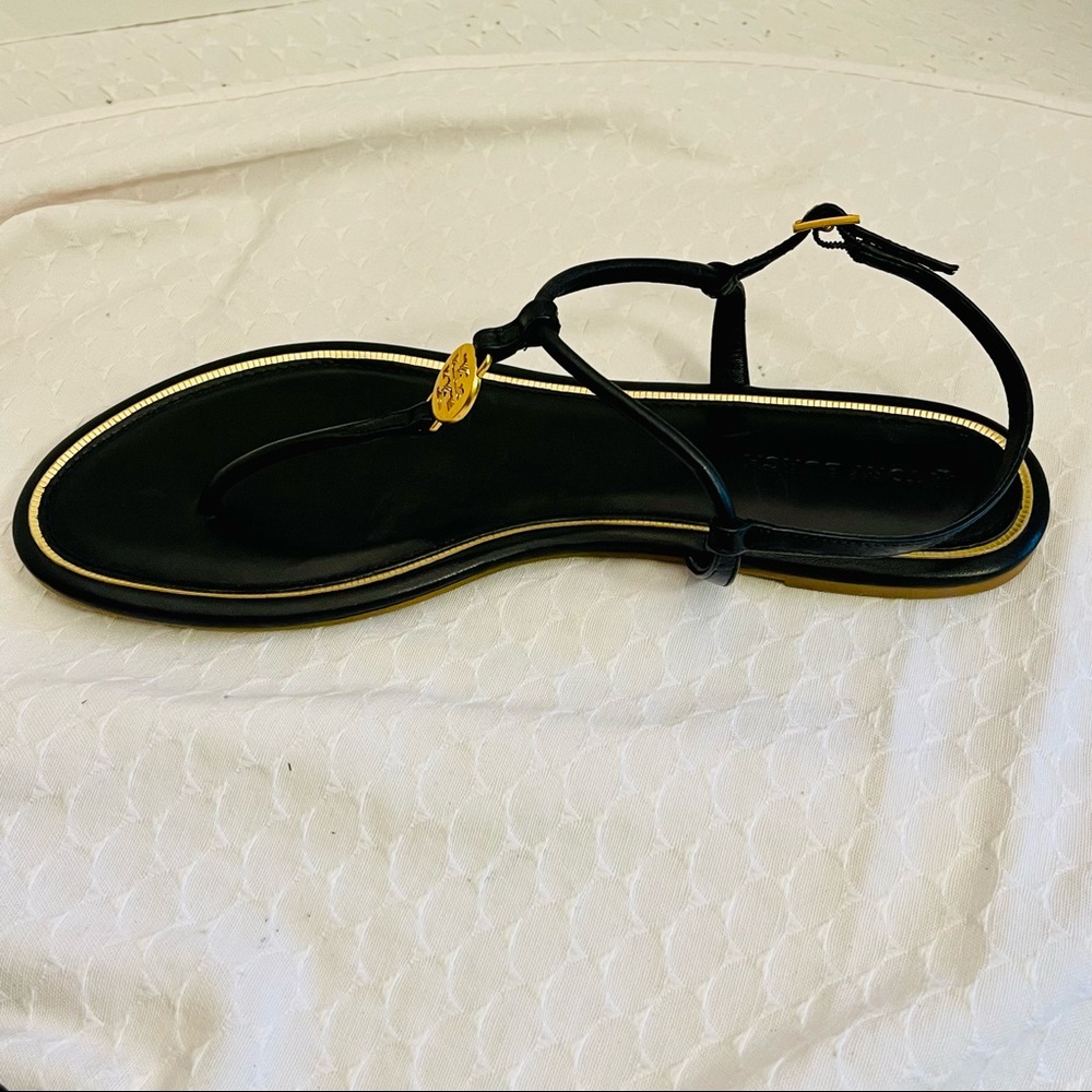 Tory Burch- Emmy Flat Sandal in Perfect Black Calf Leather, size 8.5 - Picture 9 of 11